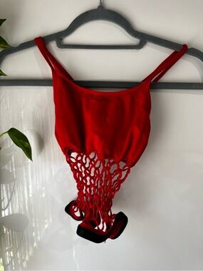 Emma & Sam Red Lace Net Tank Top